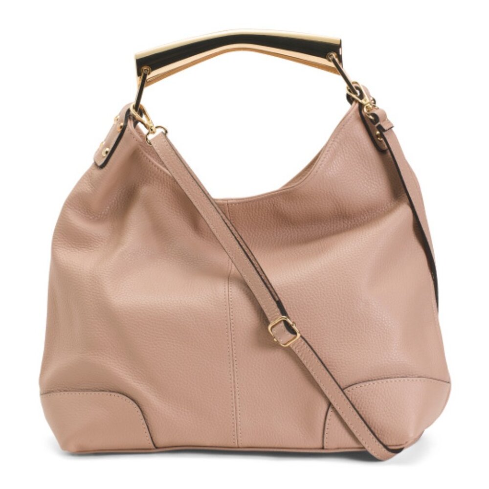 CHEVAL Made In Italy Leather Hobo With Metal Hardware Strap